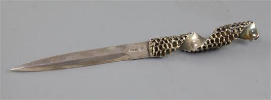 A 1970s silver letter opener by Stuart Devlin, 129 grams.